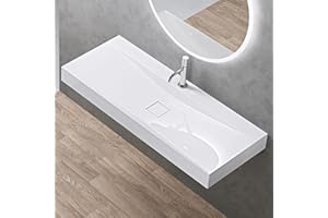 doporro Waschbecken Aufsatzwaschbecken Hängewaschbecken BTH: 120x48x10cm Weiß Mineralguss Waschtisch Waschplatz Colossum810