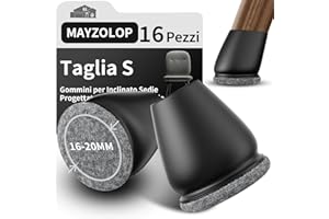 MAYZOLOP 16 Pezzi Gommini per Sedie Rotondi con Grigio Feltrini, Feltrini Sedie Silicone per Parquet, Tappi per Sedie per Inclinabili Sedie, Copri Piedini Sedie, Proteggi Gambe Sedie [Φ16-20mm]