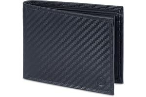 KORUTA Geldbörse Herren Leder Carbon mit RFID Schutz I Echtleder Portemonnaie Groß I 13 Fächer I Geldbeutel für Männer I Brieftasche Wallet Portmonee aus echtem Leder (Carbon Schwarz)