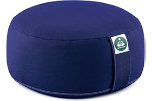 Present Mind Round Zafu Yoga Cushion (Height 16 cm) - Different Colour - High Yoga Cushion/Meditation Cushion - Made in the EU - Washable Cover - 100% Natural Floor Cushion - Meditation Gifts