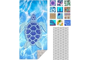 IGINOA Strandtuch XXL Microfaser Strandhandtücher Mikrofaser Badetuch Schildkröte 1Set Beach Towels 180x90 Schnelltrocknend D