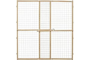 MidWest Homes for Pets - Puerta de seguridad de malla de alambre para mascotas, extensible de 73,6 a 127 cm de ancho, 111,7 cm de alto, de madera y alambre con recubrimiento en polvo