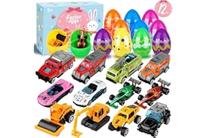 Hoarosall Ostergeschenke Kinder 12 Stück Ostereier Zum Befüllen mit Gemischt Legierte Autos Ostereier Plastik 8,5cm*6cm für Ostereiersuche Ostereier Deko Ostereierjagd für Osterthema Party