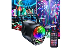 COLEXY Lumière Disco avec Télécommande, 3 en 1 Lampe de Scène Contrôlée par Musique et Son, Lumiere de Fête avec Stroboscope, Boule Disco avec 2M Câble USB pour Halloween, Noël, Karaoké, Fête