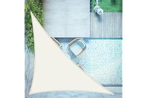 LOVE STORY Toldo Vela de Sombra Impermeable Triangular 3x3x4.25m Protección Rayos UV PES Toldos para Patio, Exterior Terrazas, Jardín, Balcon (Crema)