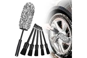 ETIEVORT Cepillo Limpieza Coche, 6 Pcs Brochas Detailing Coche, Cepillo de Microfibra para Llantas de Aluminio, Cepillo de Llantas para Limpiar Llantas Delicadas,Ventilación de Aire, Moto, Interior y Exterior