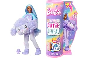 Barbie Cutie Reveal Pudelek Lalka Seria Słodkie stylizacje Lalka w kostiumie pudelka z 10 niespodziankami, w tym zmianą koloru, HKR05