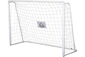 HOMCOM But de Football - Cage de Foot - But d'entrainement dim. 186L x 62l x 123H cm - châssis métal Filet PE - piquets & Outil Inclus - Blanc