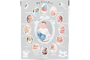 Tiny Ideas Baby's First Year Photo Frame, New Mum Gifts, Mothering Sunday, Silver