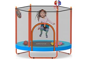 ATIVAFIT 36''Foldable Rebounder Band Big Handle Trampoline for Toddlers Kids With Super Safety Pad Foam Handle Oxford Padded Noise-Free Kids Cover Fun for Kids Indoor/Outdoor for 2-6 years old