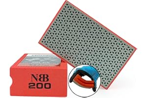 NBB Almohadilla diamantada a mano para lijar o pulir, bloque diamante de lijado/pulido con respaldo de esponja flexible para moliendar piedra granito cerámica azulejo vidrio madera metal (1, 200#)