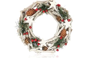 COM-FOUR® Wieniec Dekoracyjny na Stół z Gwiazdami i Gałęzi - Naturalny Wieniec Adwentowy XL do Samodzielnego Udekorowania - Ø 28 cm