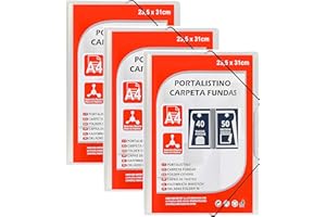 H HANSEL HOME Carpeta Clasificadora 40 Fundas con Portada Personalizable A4 - Pack de 3