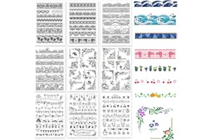 GLOBLELAND 9Pcs Dentelle Tampons Silicone Tampon Joint en Silicone Joint de Motif de Fleur Tampon Transparent Timbre en Silicone Tampons Transparents pour Scrapbooking