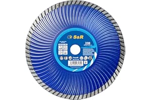 S&R Disco Diamantato 230 x 10.0 x 22,2 Turbo Taglio Cemento Armato Granito Pietra Mattoni. Professionale Secco e Umido