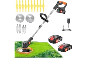 Wrneaoch Metal Blade Cordless Strimmer 21v Grass Trimmers With16 Blades 15cm Cutting Diameter Cordless Strimmer Retractable Handle For Lawn Garden