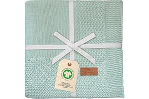 DIKOS® Manta para bebé de 100% algodón orgánico Gots | Suave Manta para recién Nacidos para bebé niña/niño | Manta de Punto para Todo el año | Equipamiento Inicial para recién (Menta)