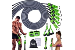 tarukh Resistance Bands Set 300lbs with Handles, Door Anchor, Ankle Straps & Carry Bag, Home Gym Bands, 6 Level Exercise Bands, Fitness Bands for Men & Women, Pull Up Bands for Strength Training