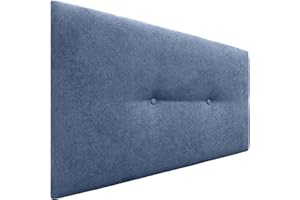 DHOME Cabecero de Polipiel o Tela Acualine Liso con Botones Tapizado de Alta Gama Cabezal Lujo Cama Dormitorio Moderno Acolchado (Tela Azul, 90x50cm (Camas 80/90))