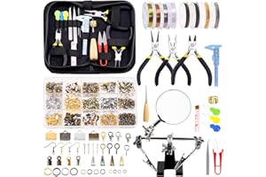 GLARKS Kit de fabrication de bijoux 950 pièces avec outils de fabrication de bijoux, pince à bijoux, fils à perler, apprêts de bijoux et outils de mesure pour boucles d'oreilles, colliers, loisirs