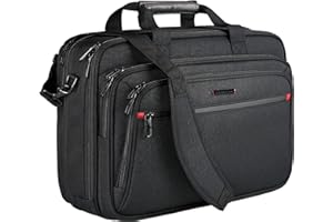VANKEAN Mallette pour Ordinateur Portable pour Homme Femme, Convient Jusqu'à 17,3 Pouces pour Extensible de Supérieure pour Sac à Bandoulière Hydrofuge pour Voyage/Affaires/École,Noir