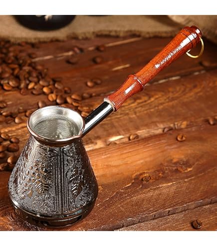 Cafetière Turque (Cezve) En Céramique 550 Ml - Pour Induction, Gaz, électrique - Poignée Amovible En Bois - Couleur Rouge