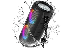 oraolo Cassa Bluetooth Potente Portatile con Luci Doppi Altoparlante,24H,Bassi Potenti,IPX6 Impermeabile Speaker Bluetooth 5.3,Ingresso AUX,Microfono incorporato,Ricaricabile tipo-C