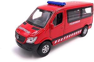 H-Customs Welly Mercedes Benz Sprinter Pompier Model Car Red Car Produit LICENCIE 1: 34-1: 39