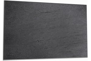 Wallario Herdabdeckplatte/Spritzschutz aus Glas, 1-teilig, 80x52cm mit 8 mm hohen Füßen, für Ceran- und Induktionsherde, Schwarze Schiefertafel Optik - Steintafel