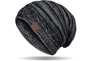 HAMUNI Berretto Donna, Cappello a Maglia Traspirante da Uomo, Berretto Invernale Caldo Uomo, Cappello Invernale Classico Unisex con Fodera in Pile Morbida e Confortevole (Fiore Nero)