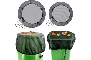 MOSTFUN 2 Piezas Red para Barril de Lluvia, Cubierta con Cordón, Red de Protección para Recogida de Agua de Lluvia, Protección contra Hojas e Insectos (Ø95cm & Ø100cm)
