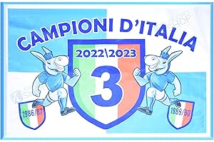 Drapeau Naples Champions d'Italie Fête 3 ° Scudetto 94 x 140 cm Football Fans Azzurri Tricolore