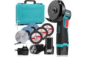 Ecarke Mini meuleuse d'angle, meuleuse d’angle, sans fil, sans balais, avec batteries et lame de scie à disque diamanté, feuille de polissage, 12V, 500W, machine de polissage sans brosse pour meulage.