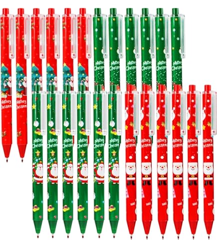 Gukasxi 24 stuks kerst gel inkt pennen intrekbare rollerball pennen