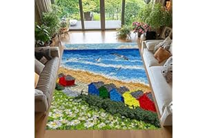 Tehocwiz Knüpfteppich Zum Selber Knüpfen, Tapisserie Teppich Knüpf-Sets Kreuzstich Set Knüpfen Set Für Erwachsene DIY Handwerk Geschenke Fußabtreter Knüpfen Set, Knüpfen 55x75 cm