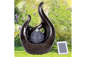 Fontaine de Jardin Solaire avec Batterie Li-ION et Éclairage LED Flamme de l’Amour pour Sublimer Votre Jardin, Terrasse, Balcon 71 cm