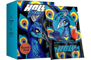 HOLY Energy Gaming Booster Boîte d'essai de 10 “Peacock's Punch” avec goût d'agrumes, grenade & coco | 10 portions avec NewCaff & extrait de thé vert | Focus Drink | Vegan avec arômes naturels