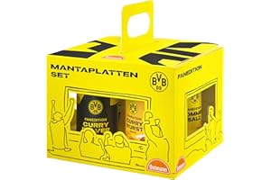 ‎OSTMANN Ostmann BVB x Ostmann Manta Plate Set, Curry Sausage Fries for DIY, Chip Salt, Curry Powder, Curry Sausage Sauce and 8 Bowls in the BVB Fan Edition, Ideal as a Gift