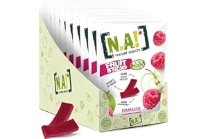 N.A! Nature Addicts - Sachet de Fruit Sticks Framboise 40g - 100% Issu de Fruits - Sans Sucres Ajoutés, Sans Édulcorants ni Conservateurs - Sachet Refermable à Emmener Partout - Lot de 10