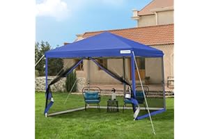 VIVOHOME Cenador de 3x3m Carpa Plegable con 4 Laterales de Malla Altura Ajustable Protección UV50+ Pop-Up Gazebo Bolsa de Transporte para Jardín Playa Camping Fiestas