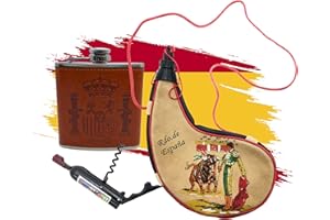 Planta Color Pack de Bota de Vino de 1,5 litros, petaca de Acero Inoxidable e imán con abridor y sacacorchos (2 en 1) (Bota de Vino 1,5, abridor Madrid y petaca)