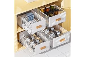 VORTIX 2 sztuki wysuwanej szuflady teleskopowej, Wysuwana szuflada do kuchni, Organizer do szafek kuchennych, Organizer do szuflad (Biały, 30 cm szerokości (2 sztuki))