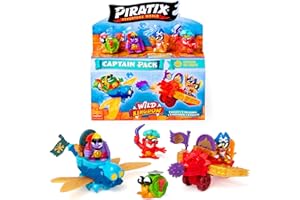 PIRATIX Adventure World Serie Wild Kingdom, Captain Pack MC Brave – Incluye 4 Piratix, 1 capitán Dorado, 4 Accesorios Color Change, 1 Buggy, 1 Ballesta, 2 Tesoros exclusivos, 2 Banderas, Pack 5/6