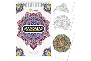 ‎FINOLY Finoly Mandala Kolorowanka dla Dorosłych z 30 Wzorami | Kolorowanka Mandala | Mandala Dotting Kolorowanka | Mandala Kolorowanka dla Dorosłych | A4 | Papier Premium | Spiralne Wiązanie | Dzień | TOM I