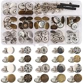 60 Pieces Buttons for Jeans and Trousers, 17 mm and 20 mm, Removable Replacement Set