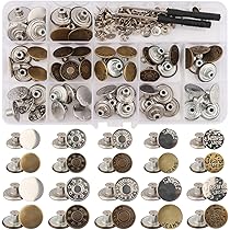 70 Pcs Bouton Jean Clipsable, 17mmBouton Jeans Amovible