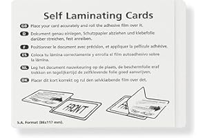 ‎MODULOR Kaltlaminiertaschen selbstklebend, Laminierfolien aus PET zum Versiegeln und Schützen von Fotos, Speisekarten etc. ohne Laminiergerät, 10er-Set, je 86 mm x 117 mm für A7, transparent