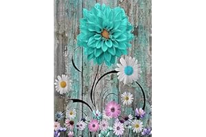 NAIMOER Rustic Flower Diamond Painting Kits for Adults, Full Drill Blue Flowers Diamond Painting Kits, DIY 5D Diamond Dots Flowers Diamond Art Kits for Home Decor 30X40cm