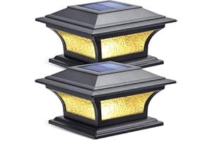 Siedinlar Solar Luz de Tapa de Poste Luz Solar Exterior Luz LED 2 Modos Vidrio Impermeable para Jardín Valla Terraza 4x4 5x5 6x6 pulgadas Postes de madera (2 Piezas)
