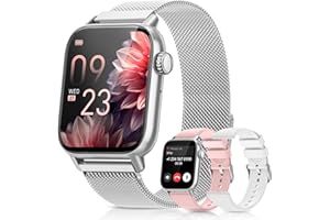 BANLVS Reloj Inteligente Hombre Mujer, 1,85" Smartwatch Mujer 3 Correas 110+ Modos Deportivos con SpO2/Pulsómetro/Monitor de Sueño, Impermeable IP68 Pulsera Actividad para Android iOS